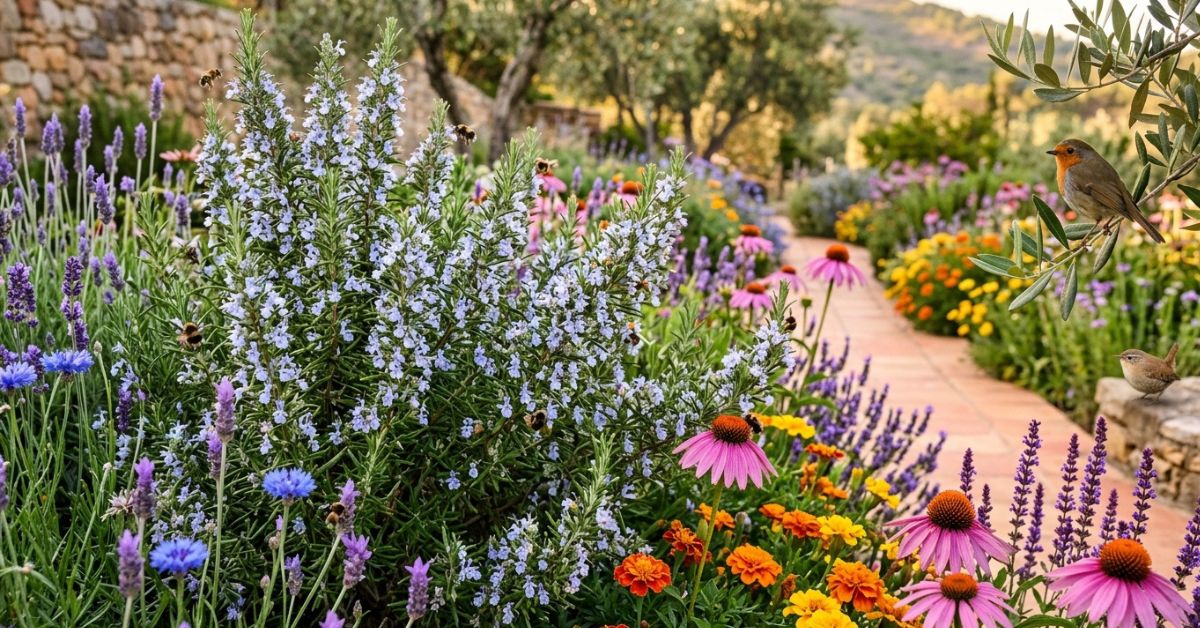 20 fleurs à associer au romarin pour attirer les abeilles et les oiseaux